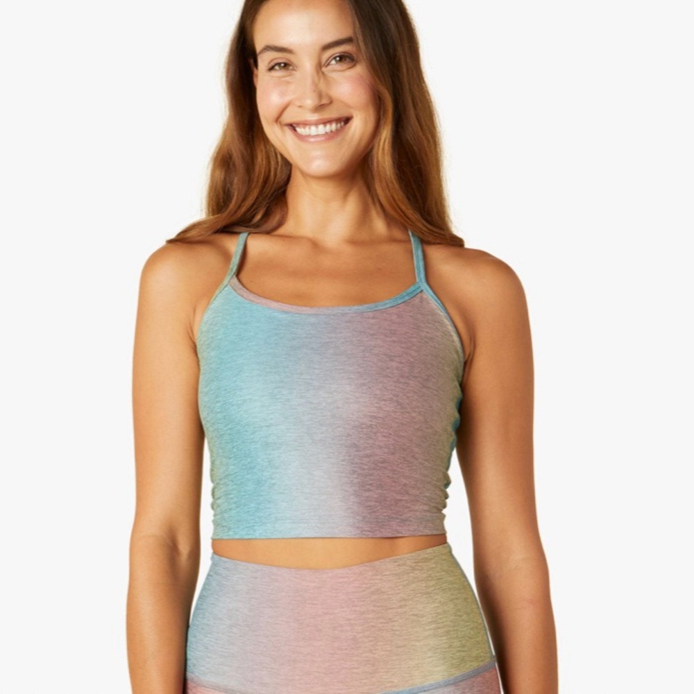 Beyond Yoga Slim Racerback Cropped Tank | Silver Mist Prismatic